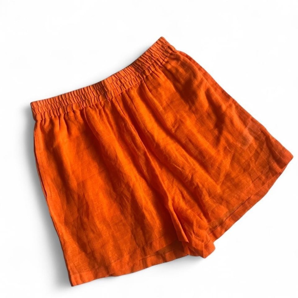 Tan Lines by Sivan Ayla tangerine orange linen cotton shorts size 1 smocked boho